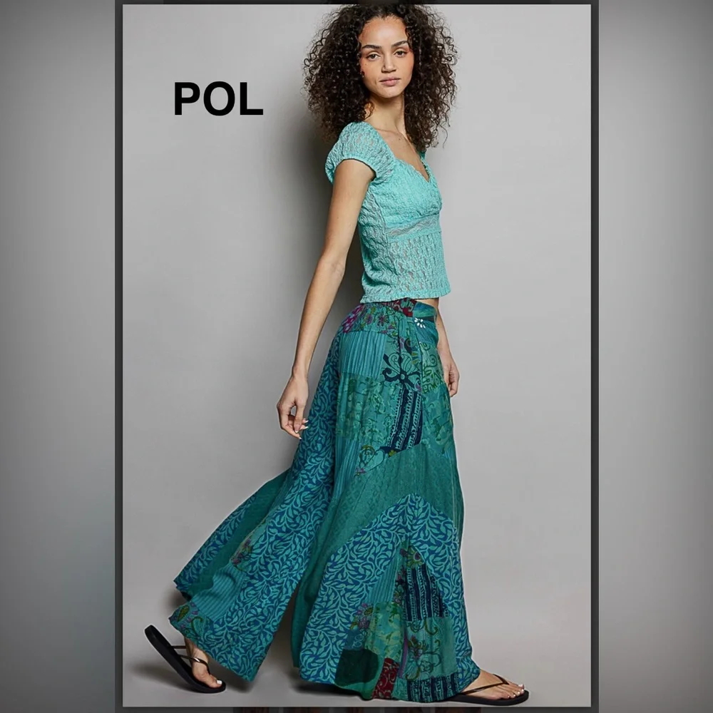 BPB224-1💙💜NEW! POL pretty Teal blue+ purple wide leg pants ideal 4 office/out! - Picture 5 of 8